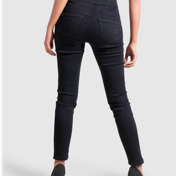 OLGYN Stretch Black Denim Pull on Pant Skinny Fit - Picture 2 of 5